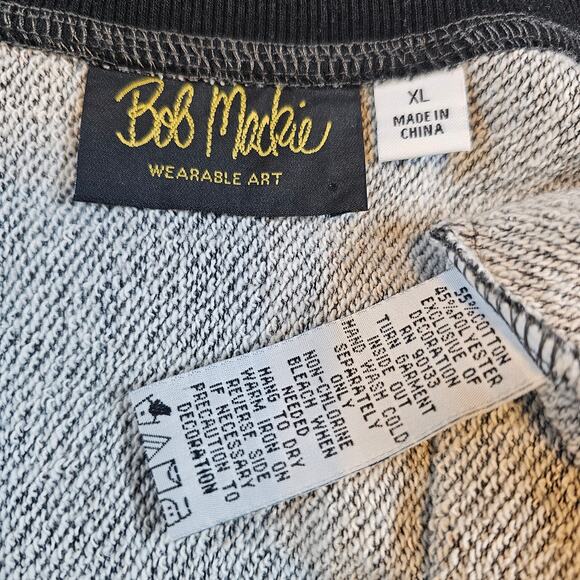 Bob Mackie Wearable Art Black Sequine Wings Gray Full Zip Jacket Women's XL Gift - Picture 8 of 8